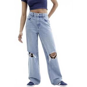 Pacsun Cali Light Indigo Ripped Knee Baggy Boyfriend Jeans NWT Size 26